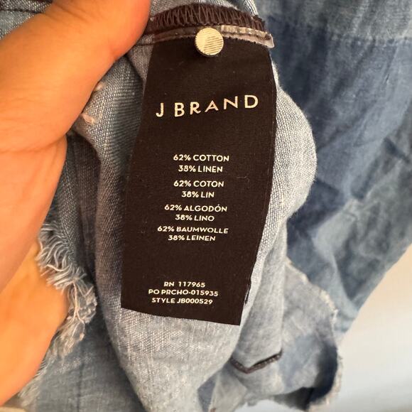 J Brand Shift Dress Mini Denim Blue V-Neck Flower Button Spaghetti Strap Sz S - Picture 6 of 7